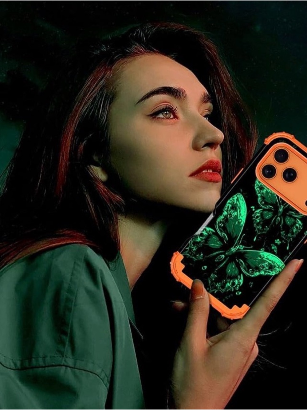 iPhone 17 Pro Max Case - Hot Orange Butterfly Design